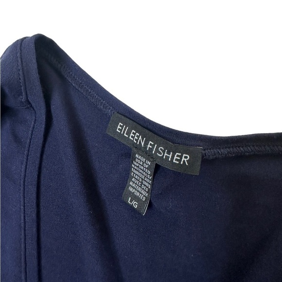 Eileen Fisher Navy V-Neck Dress With Long Sleeves - Picture 4 of 7